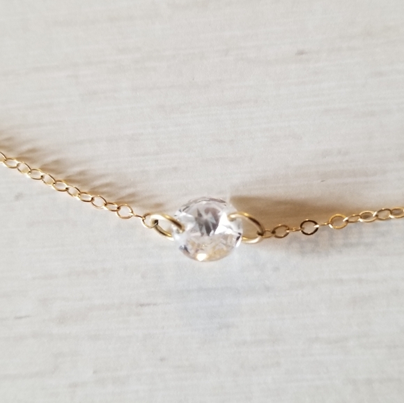 10K Gold CZ Stationary Necklace - Picture 3 of 10